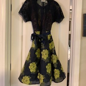 Byron Lars floral flare dress, 6 petite
